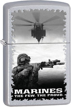 Load image into Gallery viewer, Zippo Lighter- USMC Satin Chrome Windproof Lighter #Z379
