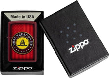 Load image into Gallery viewer, Zippo Lighter - Customized Message on Don't Tread on Me® Merlot Pocket 46419
