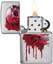 Load image into Gallery viewer, Zippo Gory Skull Design Brushed Chrome Pocket Lighter, Silver

