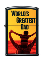 Load image into Gallery viewer, Zippo Lighter- Personalized Message for World's Greatest Dad Black Matte #Z5069
