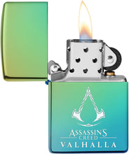 Load image into Gallery viewer, Zippo Assassin's Creed Valhalla Logo High Polish Teal Pocket Lighter

