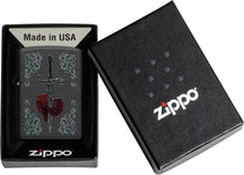 Load image into Gallery viewer, Zippo Heart Dagger Tattoo Design Black Crackle Pocket Lighter
