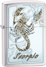 Load image into Gallery viewer, Zippo Lighter - Personalized Custom Message Engraved Windproof Astrological Sign Zodiac Lighter Brushed Chrome
