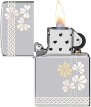 Load image into Gallery viewer, Zippo Laser 360° Clover Design High Polish Chrome Pocklet Lighter
