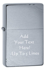 Load image into Gallery viewer, Zippo Lighter - Personalized Custom Message Engrave Chrome Windproof Lighter Vintage with Slashes 230
