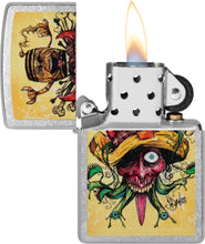 Load image into Gallery viewer, Zippo Sean Dietrich Devil Bull Design Street Chrome Pocket Lighter
