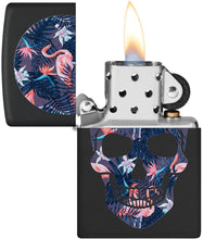 Load image into Gallery viewer, Zippo Flamingo Skull Design Black Matte Pocket Lighter
