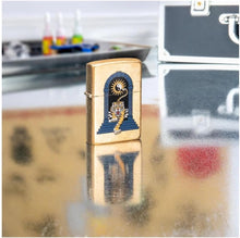 Load image into Gallery viewer, Zippo Tiger Tattoo Design Tumbled Brass Pocket Lighter
