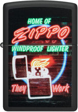 Load image into Gallery viewer, Zippo Neon Sign Design Black Matte Pocket Lighter
