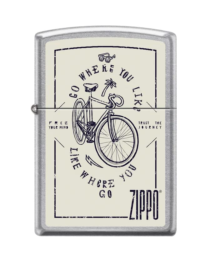 Zippo Lighter-Personalized Custom Message Engraved on Backside Gear Bike Print Street Chrome Windproof Lighter #Z5367