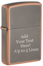 Load image into Gallery viewer, Zippo Lighter - Personalized Message Engraved on Backside Colored Windproof Lighter Rustic Bronze 49839
