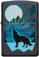 Load image into Gallery viewer, Zippo Wolf and Moon Design Black Matte Pocket Lighter
