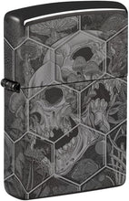 Load image into Gallery viewer, Zippo - Customized Message on Mushroom Skulls High Polish Black Pocket 46425
