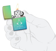 Load image into Gallery viewer, Zippo Lighter - Personalized Message Engraved on Backside for Assassin's Creed Windproof Zippo Lighter (Assassin's Creed Valhalla High Polish Teal 49530)
