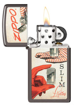 Load image into Gallery viewer, Zippo Lighter - Personalized Customize Message Engrave on Backside for Zippo Brand Design Logo Lighter (Slim Artwork 1950s 48396)
