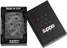 Load image into Gallery viewer, Zippo - Customized Message on Mushroom Skulls High Polish Black Pocket 46425

