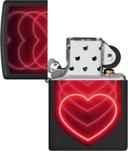 Load image into Gallery viewer, Zippo Black Light Hearts Design Black Matte Pocklet Lighter
