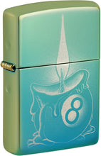 Load image into Gallery viewer, Zippo Eight Ball Tattoo Design High Polish Teal Pocket Lighter
