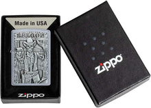 Load image into Gallery viewer, Zippo Saloon Skull Emblem Street Chrome Pocket Lighter

