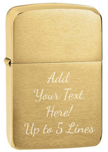 Load image into Gallery viewer, Zippo Lighter - Personalized Message Engraved Customized 1941 Replica Original Windproof Lighter 1941 Brush Brass 1941B
