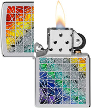Load image into Gallery viewer, Zippo Fusion Pattern Design High Polish Chrome Pocket Lighter

