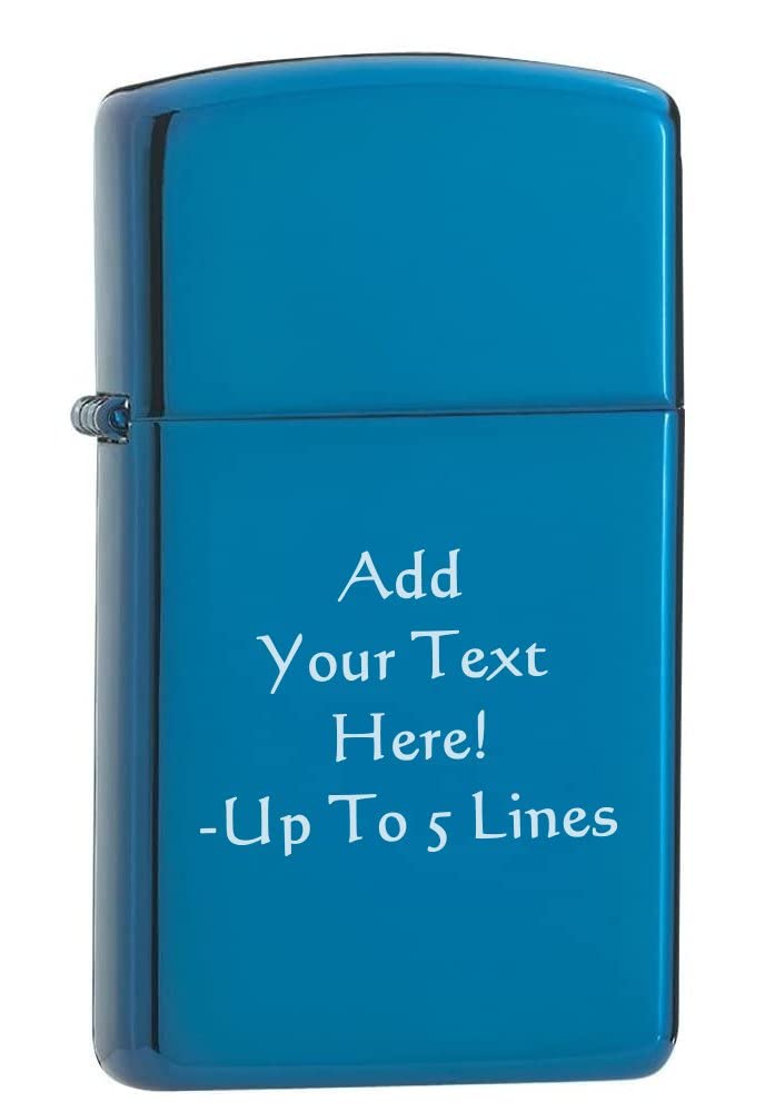 Zippo Lighter - Personalized Customize Message Engrave on Slim Size Windproof Lighter (Sapphire #20494)