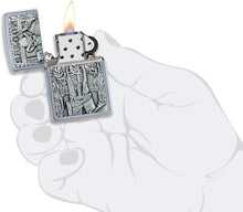 Load image into Gallery viewer, Zippo Saloon Skull Emblem Street Chrome Pocket Lighter
