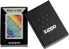 Load image into Gallery viewer, Zippo Fusion Pattern Design High Polish Chrome Pocket Lighter
