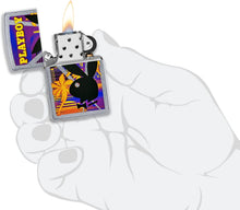 Load image into Gallery viewer, Zippo Playboy Rabbit Head Palm Tree Design Street Chrome Pocket Lighter
