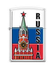 Load image into Gallery viewer, Zippo Lighter-Personalized Custom Message Engraved on Backside Kremlin Flag Russia White Matte Windproof Lighter #Z5491
