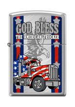 Load image into Gallery viewer, Zippo Lighter- God Bless American Truckers Brushed Chrome Lighter #Z5196
