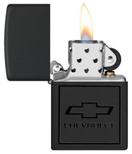 Load image into Gallery viewer, Zippo Lighter - Custom Engraved with Your Message for Chevrolet Bowtie Design Black Matte Pocket Lighter 46228
