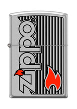 Load image into Gallery viewer, Zippo Lighter- Zippo and Flame Satin Chrome Windproof Lighter #Z5102
