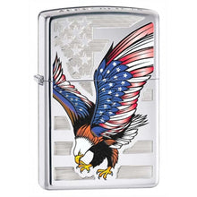 Load image into Gallery viewer, Zippo Lighter- Personalized Engrave Americana Eagle USA Flag Chrome 28449
