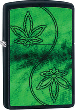 Load image into Gallery viewer, Zippo Lighter - Green Subtle Leaf Black Matte Windproof Lighter #Z628
