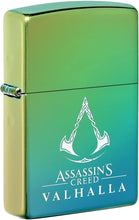 Load image into Gallery viewer, Zippo Assassin's Creed Valhalla Logo High Polish Teal Pocket Lighter
