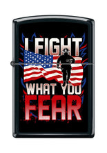 Load image into Gallery viewer, Zippo Lighter- Fireman Flag I Fight What You Fear Black Matte Lighter #Z5241
