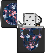 Load image into Gallery viewer, Zippo Flamingo Skull Design Black Matte Pocket Lighter
