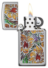 Load image into Gallery viewer, Zippo Lighter - Personalized Customize Message Engrave on Slim Size Windproof Lighter (Floral Fusion #29702)
