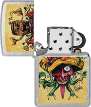 Load image into Gallery viewer, Zippo Sean Dietrich Devil Bull Design Street Chrome Pocket Lighter
