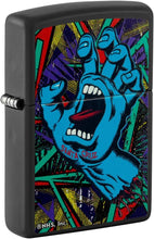 Load image into Gallery viewer, Zippo Santa Cruz Screaming Hand Black Light Black Matte Pocket Lighter
