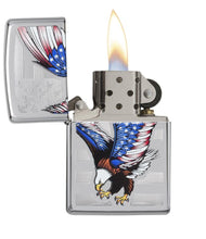 Load image into Gallery viewer, Zippo Lighter- Personalized Engrave Americana Eagle USA Flag Chrome 28449
