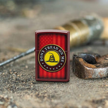 Load image into Gallery viewer, Zippo Lighter - Customized Message on Don't Tread on Me® Merlot Pocket 46419

