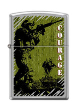 Load image into Gallery viewer, Zippo Lighter - Personalized Custom Message Engraved on Backside for Courage Soldier Brushed Chrome #Z5172
