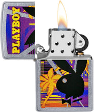 Load image into Gallery viewer, Zippo Playboy Rabbit Head Palm Tree Design Street Chrome Pocket Lighter
